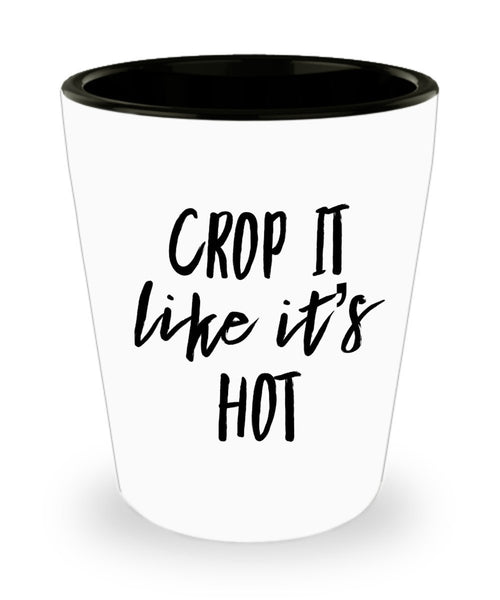 Crop it like its hot Shot glass- funny gifts for photographers graphic designers editors digital workers