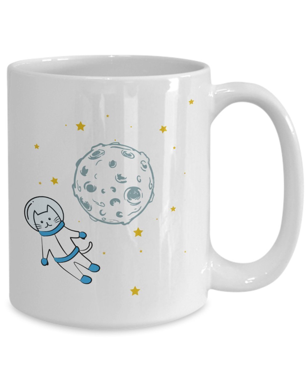 Astronaut Cat Mug - Funny Tea Hot Cocoa Coffee Cup - Novelty Birthday Christmas Anniversary Gag Gifts Idea