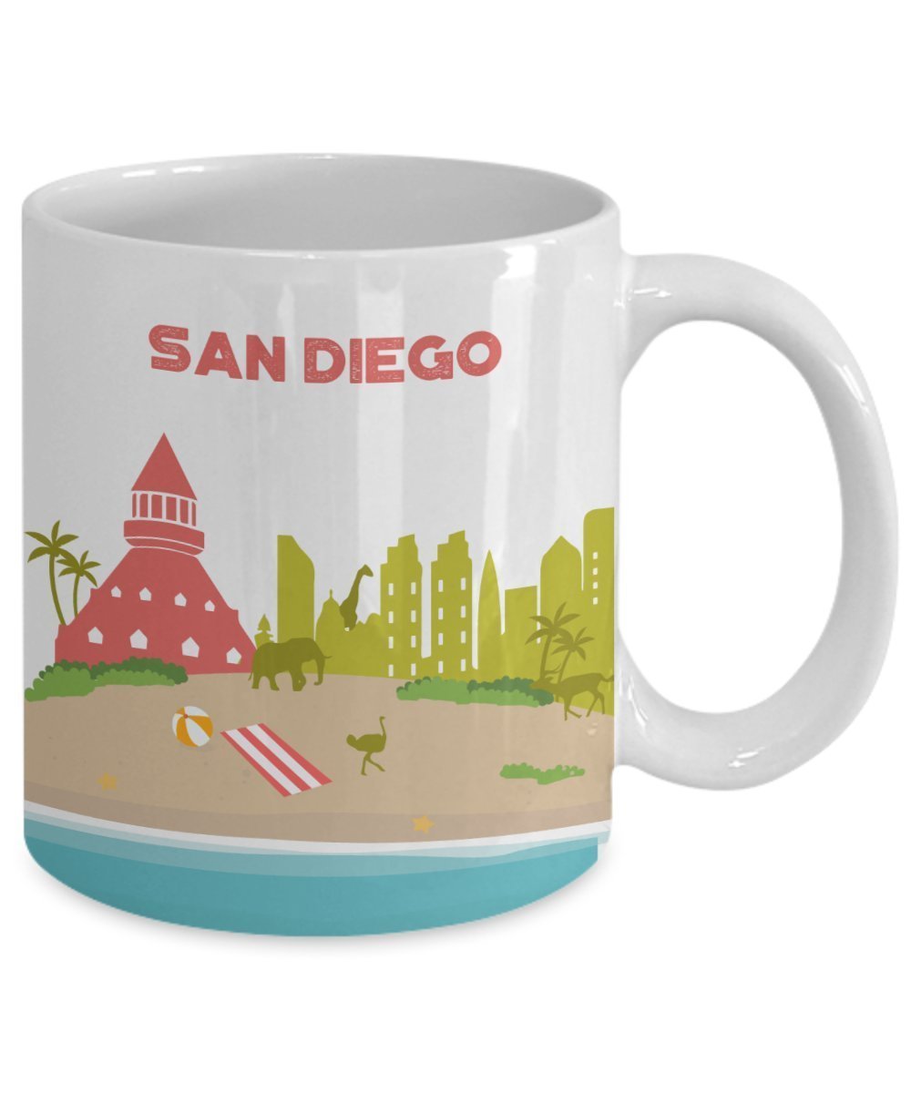 San Diego Reisebecher – Lustige Teetasse für heiße Kakao-Kaffeetasse – Neuheit Geburtstag Weihnachten Jahrestag Gag Geschenkidee