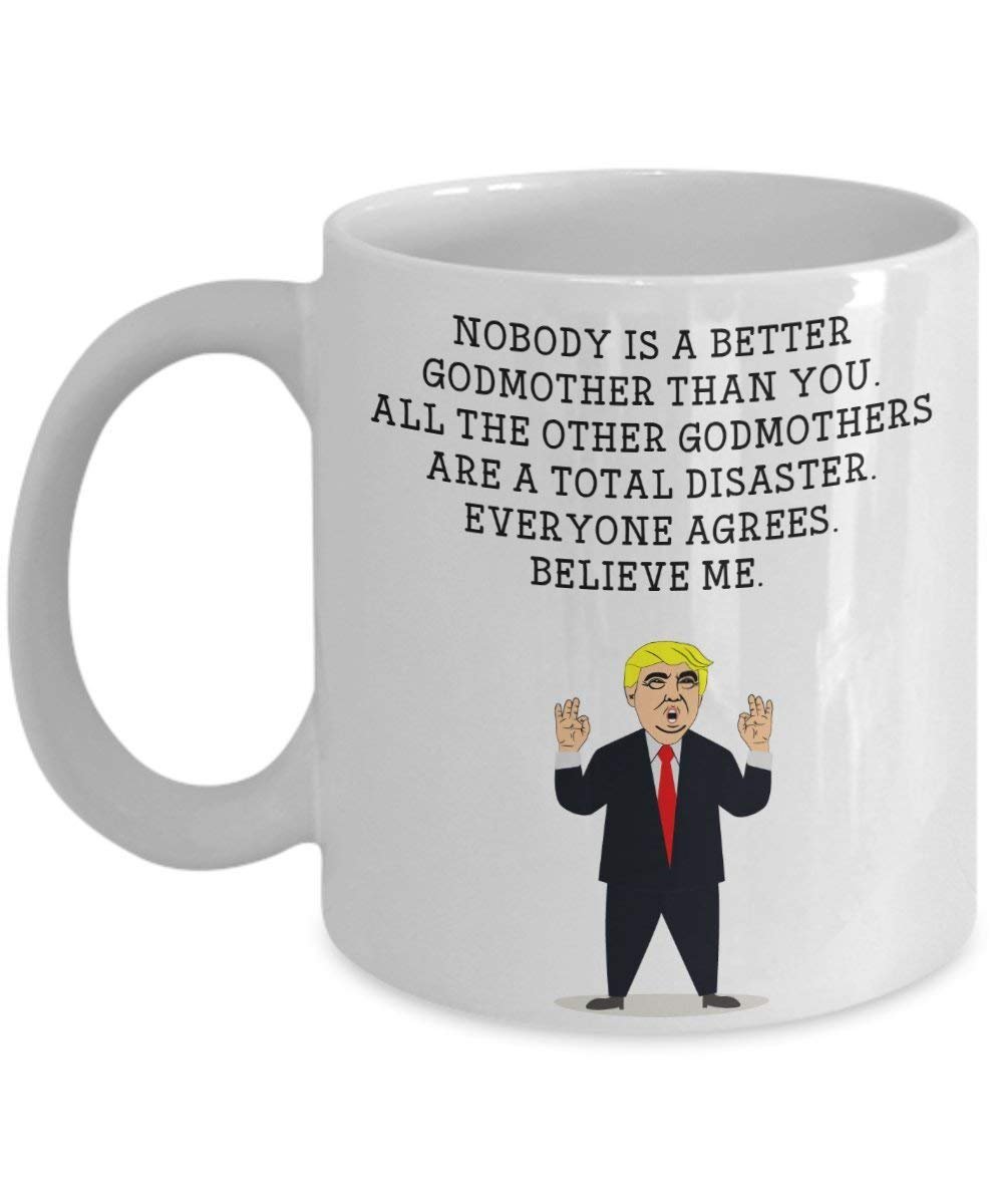 Funny Godmother Trump Head Mug - Donald Trump Coffee Cup - Novelty Gift Idea godmother Gag Idea President