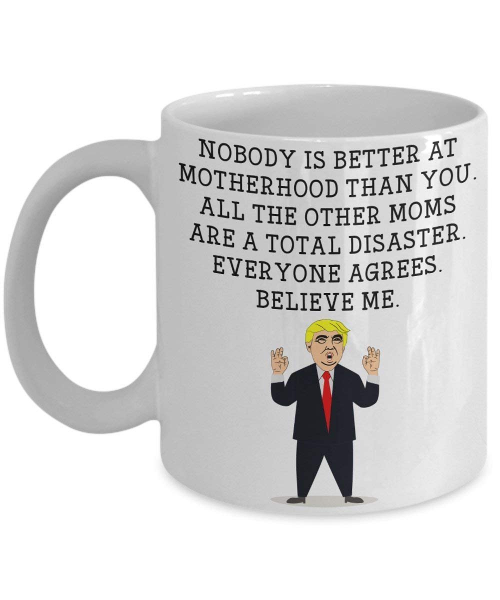 Funny Mom Trump Head Mug - Donald Trump Coffee Cup - Novelty Gift Idea Motherhood Gag Idea President