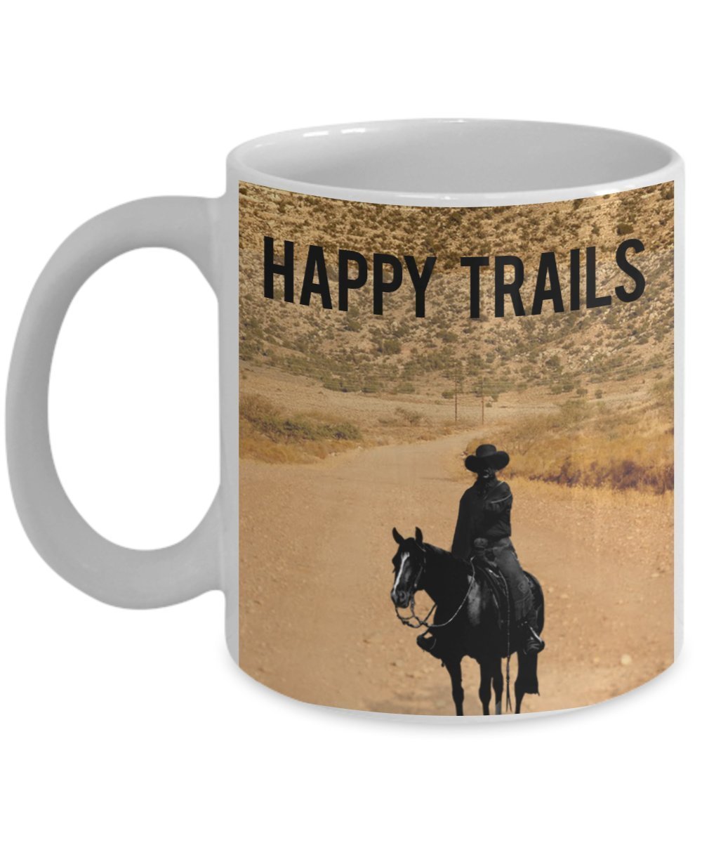 Happy Trails Tasse – Lustige Teetasse für heiße Kakao, Kaffeetasse – Neuheit Geburtstag Weihnachten Jahrestag Gag Geschenkidee
