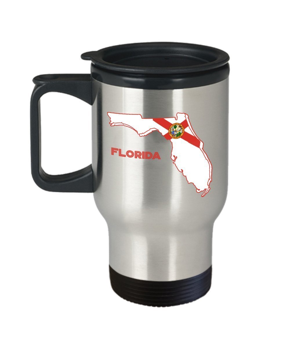 Florida State Travel Mug - Funny Tea Hot Cocoa Coffee Cup - Novelty Birthday Christmas Anniversary Gag Gifts Idea