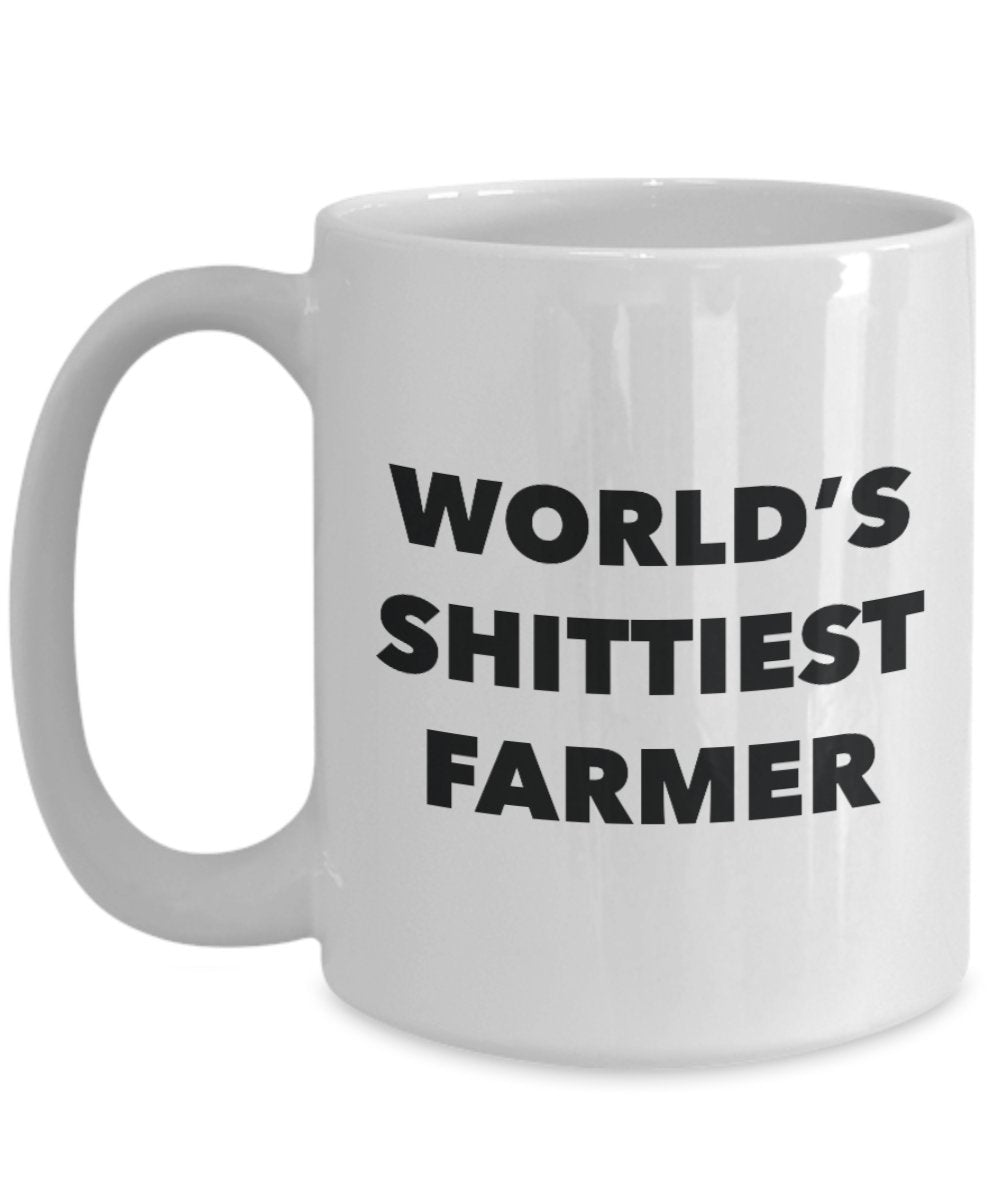 Farmer Coffee Mug - World's Shittiest Farmer - Gifts for Farmer - Funny Novelty Birthday Present Idea - Can Add To Gift Bag Basket Box Set