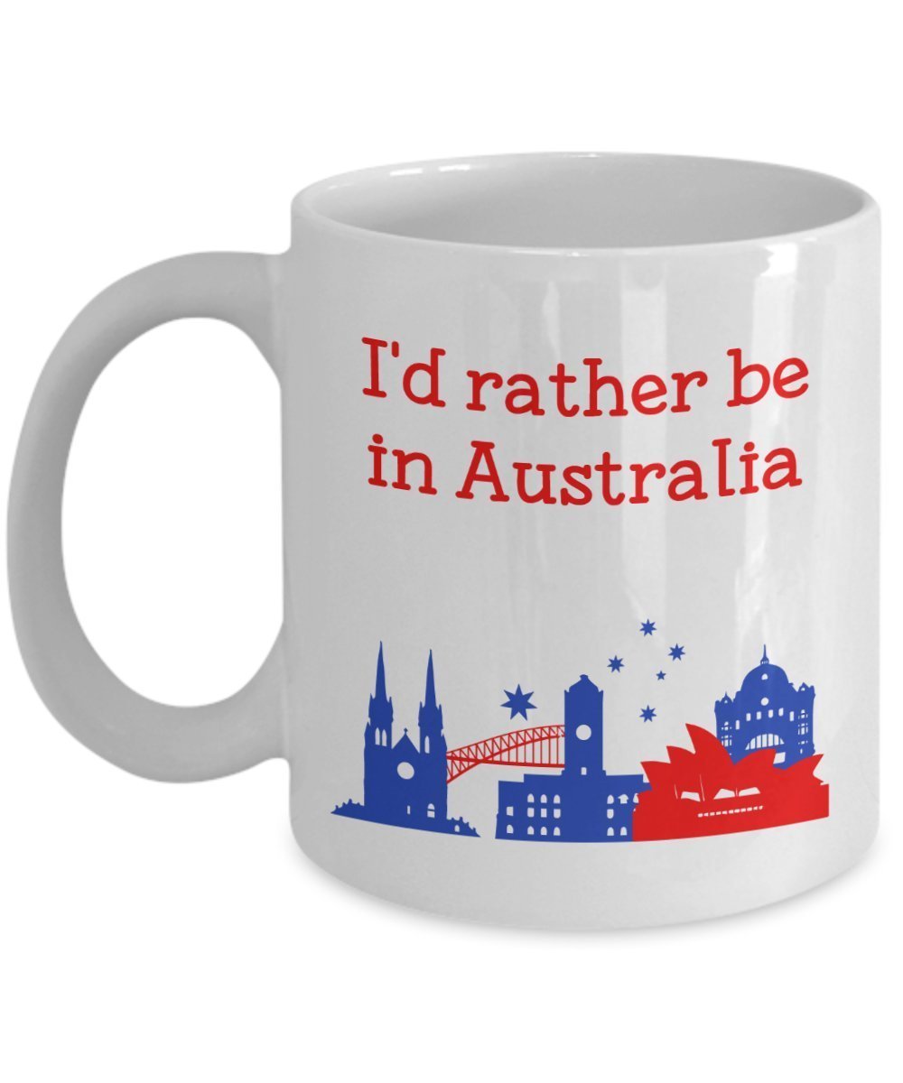 Tasse mit Aufschrift"I'd Rather Be in Australia" – Lustige Teetasse für heiße Kakao-Kaffeetasse – Neuheit Geburtstag Weihnachten Jahrestag Gag Geschenkidee
