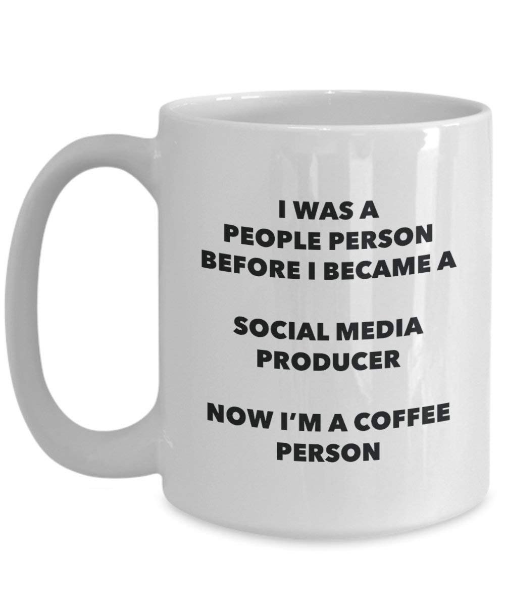 Social Media produziert Kaffee Person Tasse – Funny Tee Kakao-Tasse – Geburtstag Weihnachten Kaffee Lover Cute Gag Geschenke Idee 11oz weiß