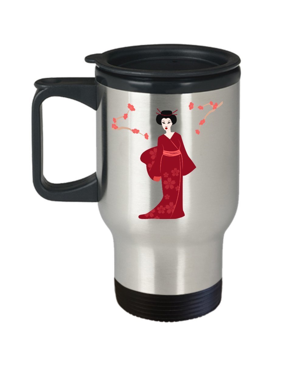 Geisha Travel Mug - Funny Tea Hot Cocoa Coffee Insulated Tumbler - Novelty Birthday Gift Idea