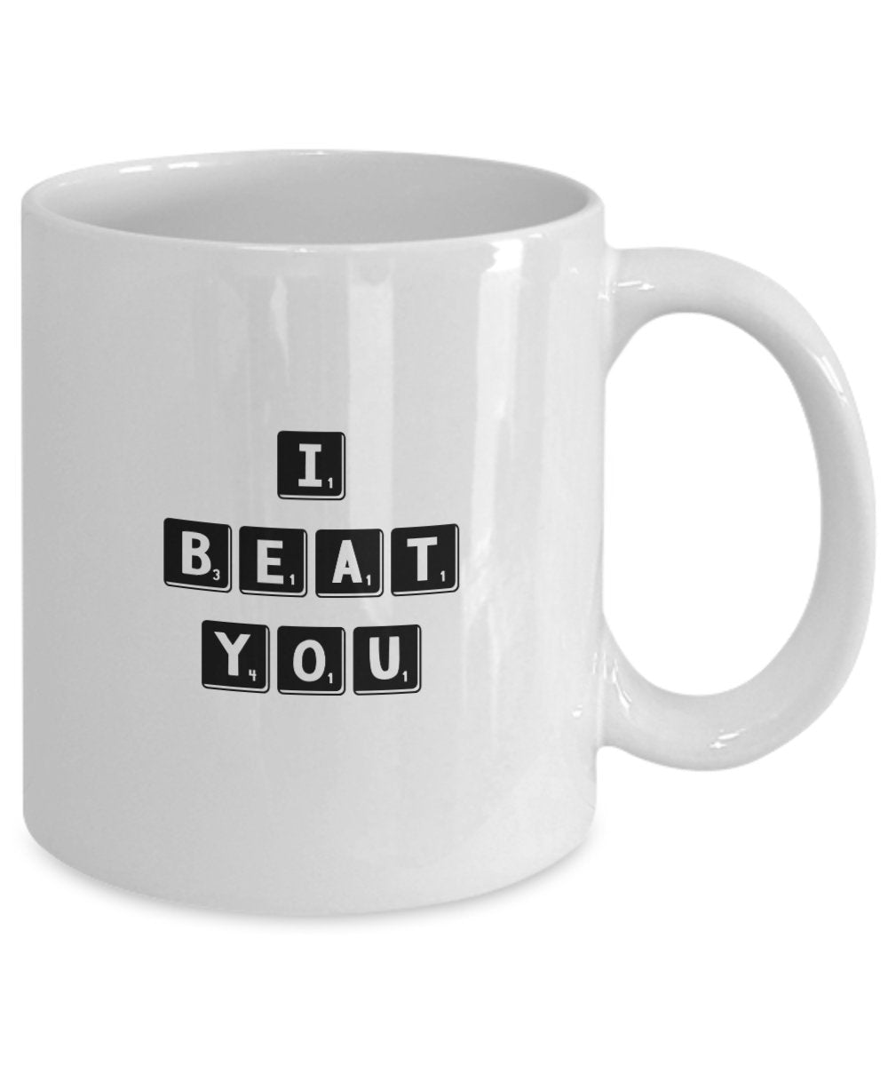 Competitive Board Game Player Gifts - I Beat You - Unique Ceramic Gift Idea -Funny Game Player gift