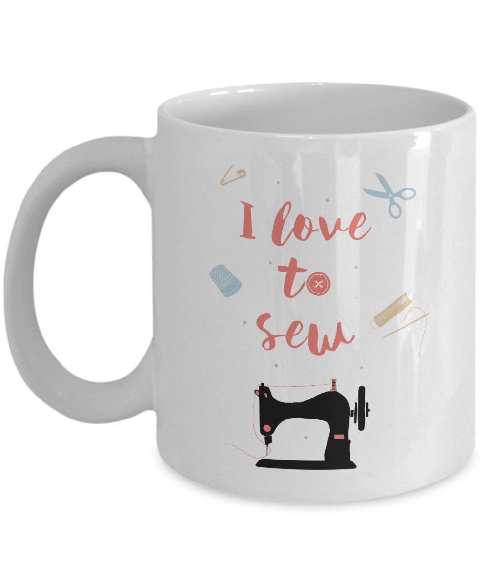 Love To Sew Mug Rugs - Funny Tea Hot Cocoa Coffee Cup - Novelty Birthday Christmas Anniversary Gag Gifts Idea