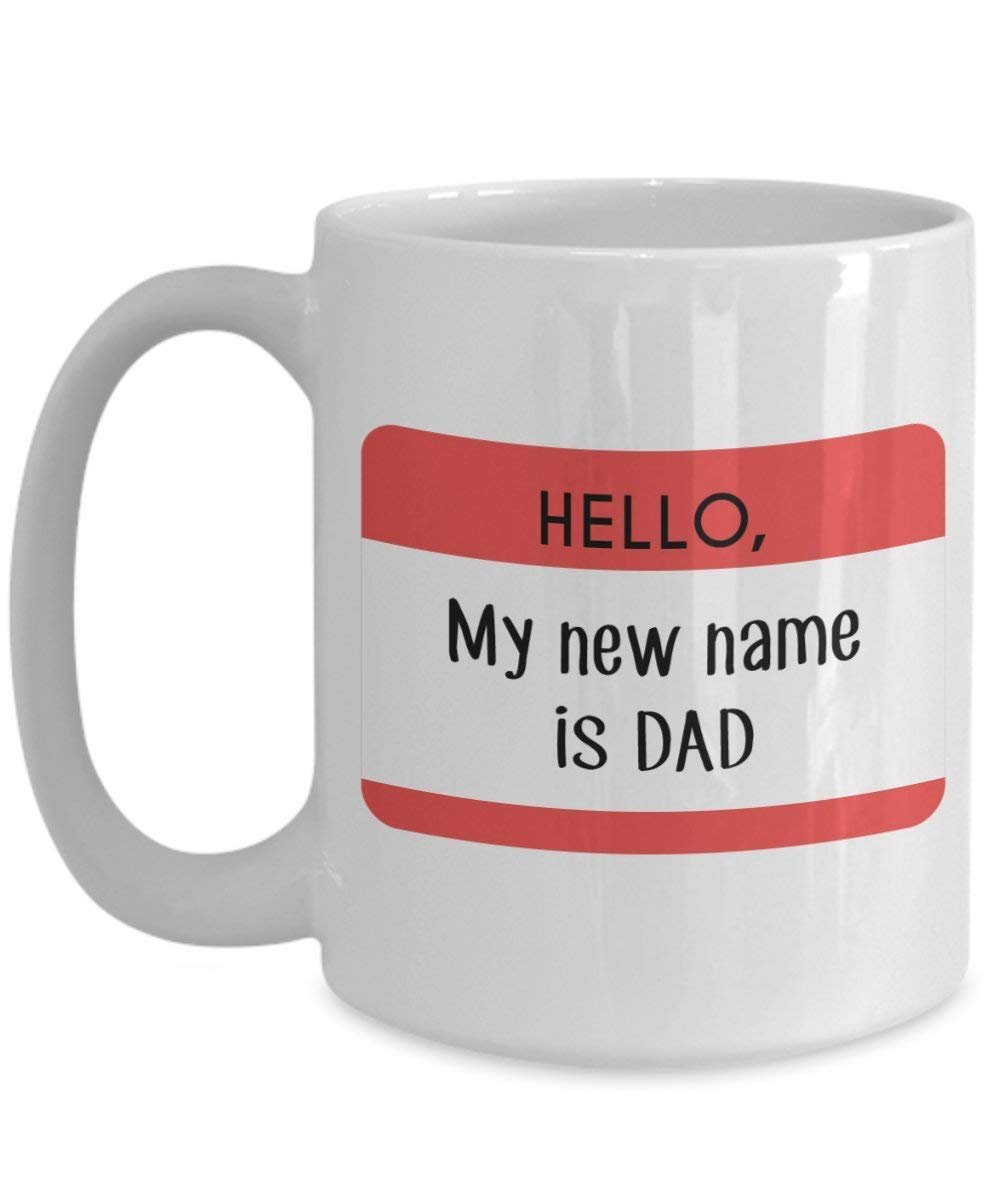 Hello My New Name ist Dad Tasse – Funny Tee Hot Cocoa Kaffeetasse – Neuheit Geburtstag Weihnachten Jahrestag Gag Geschenke Idee