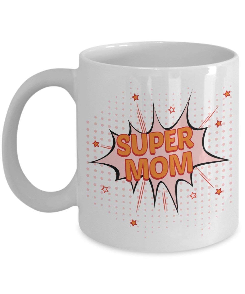 Kaffee Tassen, die sagen Super Mom – Funny Tee Hot Cocoa Kaffeetasse – Neuheit Geburtstag Weihnachten Jahrestag Gag Geschenke Idee