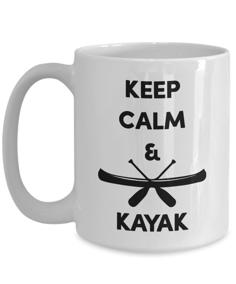 Kayak Mug - Keep Calm & Kayak - Funny Tea Hot Cocoa Coffee Cup - Novelty Birthday Christmas Anniversary Gag Gifts Idea
