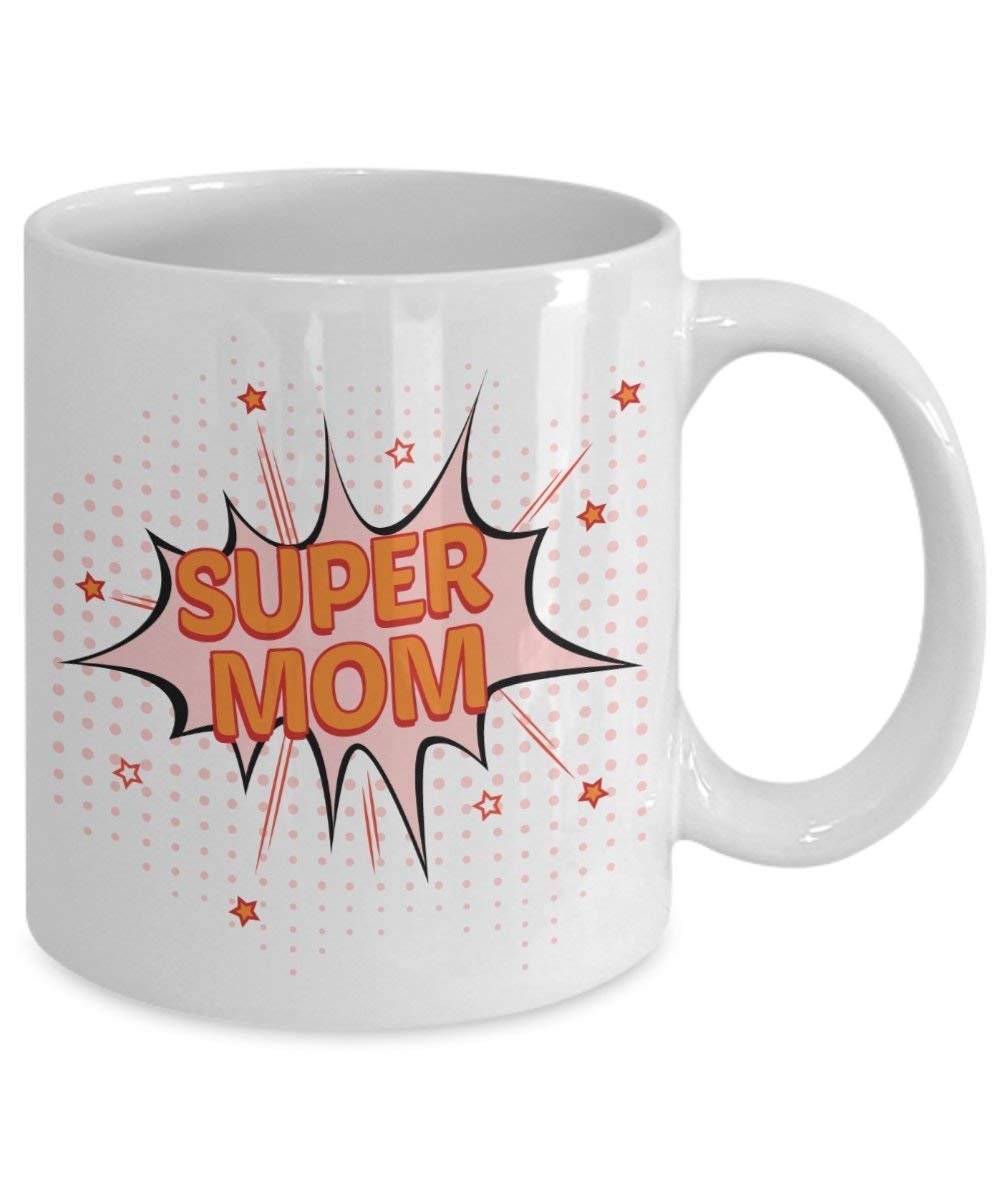 Kaffee Tassen, die sagen Super Mom – Funny Tee Hot Cocoa Kaffeetasse – Neuheit Geburtstag Weihnachten Jahrestag Gag Geschenke Idee