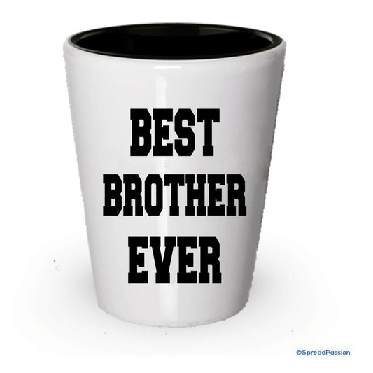 Best Brother jamais vue le verre Funny Verres à shot White Exterior and Black Interior