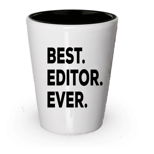 Editor Shot Glass - Best Editor Ever - Editor Gifts - Video Audio Film 1 Audio Newspaper Visual Book - Editor In Chief - Funny Gag Gift - Tea Hot Chocolate Cocoa - For Gift Set Basket Bag (6)