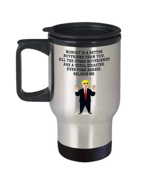Funny boyfriend Trump Head Travel Mug - Donald Trump Insulated Tumbler - Boyfriend Gifts Idea
