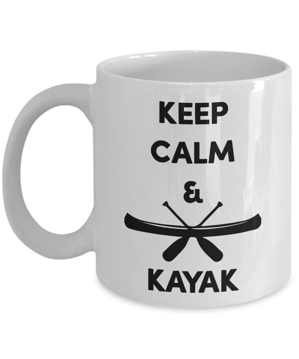 Kayak Mug - Keep Calm & Kayak - Funny Tea Hot Cocoa Coffee Cup - Novelty Birthday Christmas Anniversary Gag Gifts Idea