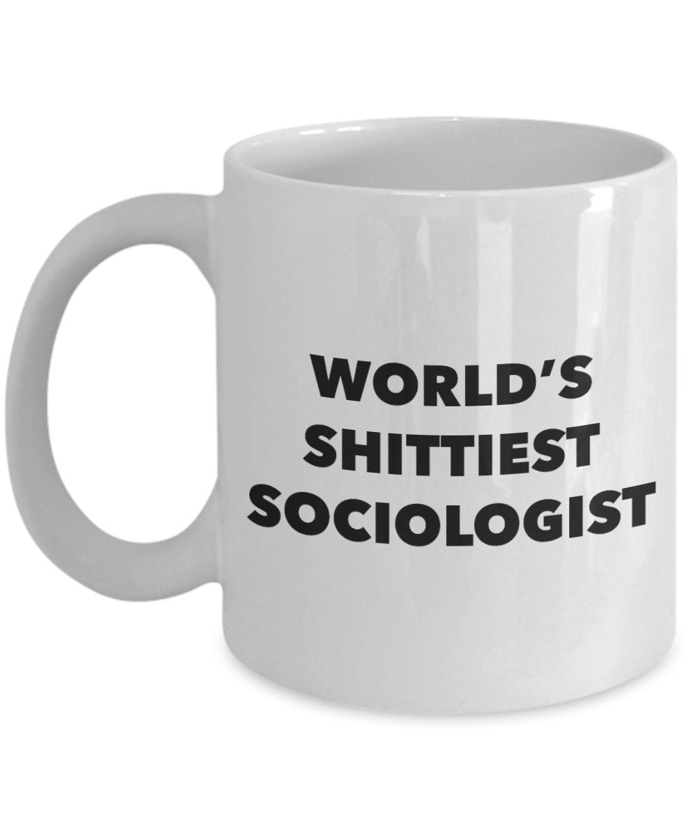 Kaffeetasse mit der Aufschrift"World's Shittiest Sociologist", Geschenkidee für Soziologen