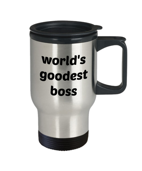 Worlds Goodest Teacher Travel Mug - World's Goodest Boss - Funny Tea Hot Cocoa Coffee Insulated Tumbler Cup - Novelty Birthday Christmas Gag Gifts Ide
