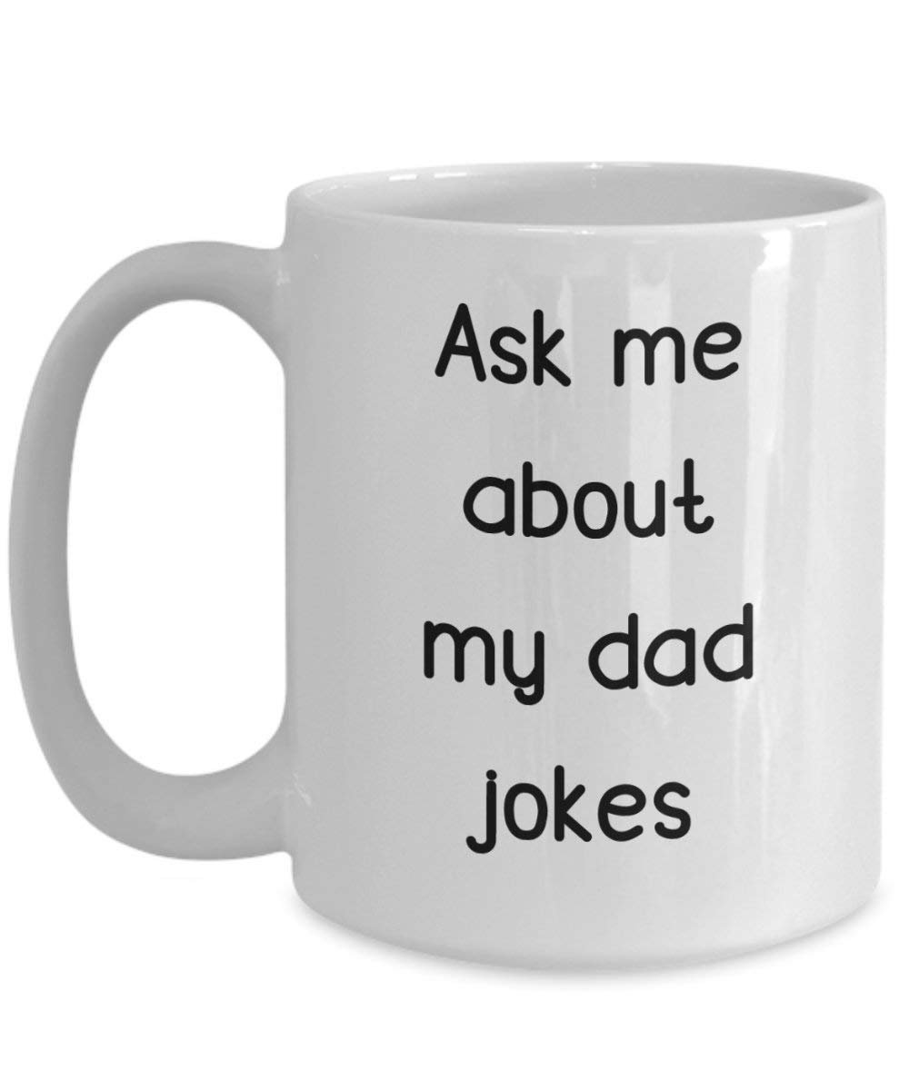 Ask me about my Dad Jokes Tasse – Funny Tee Hot Cocoa Kaffeetasse – Neuheit Geburtstag Weihnachten Jahrestag Gag Geschenke Idee
