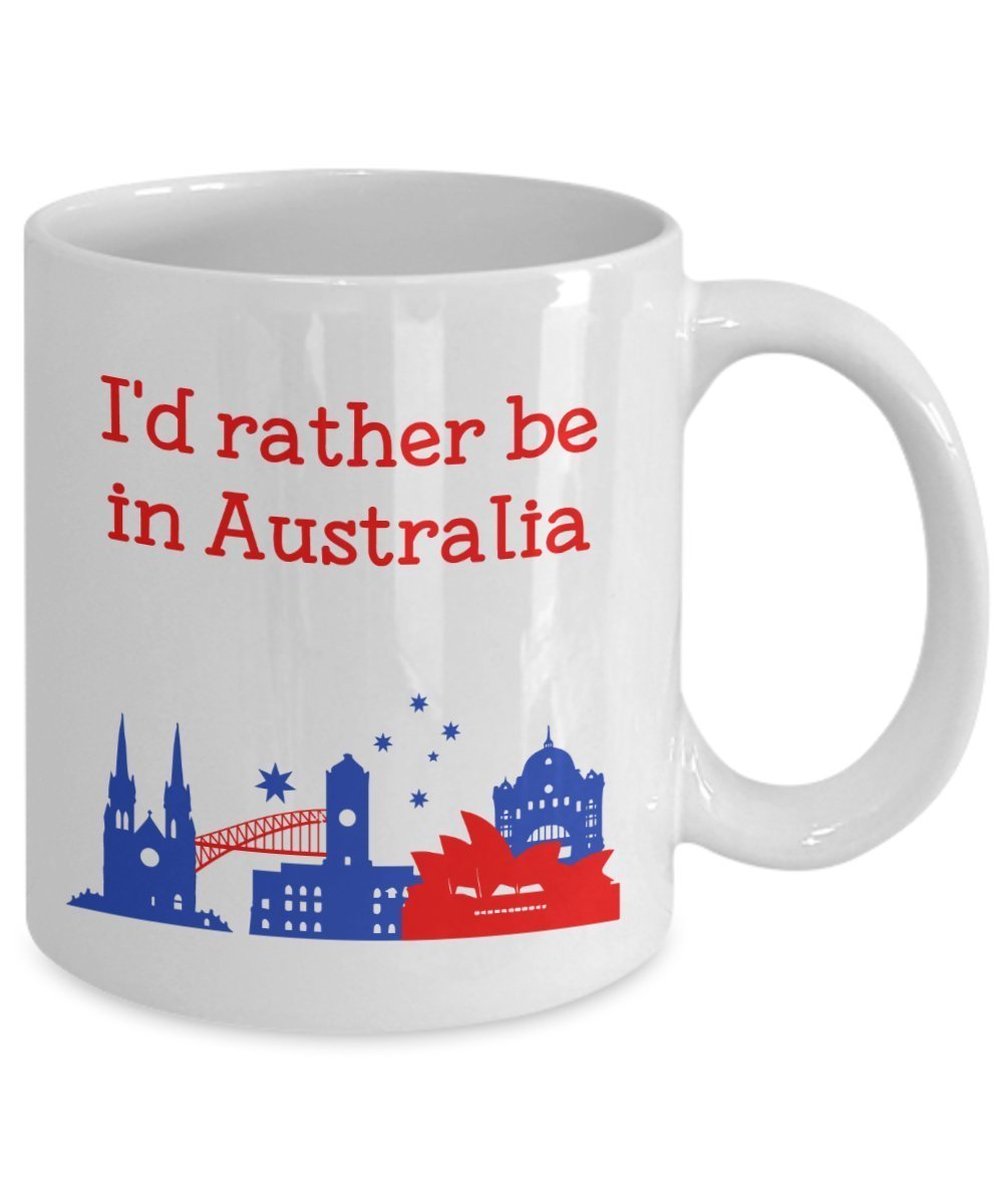 Tasse mit Aufschrift"I'd Rather Be in Australia" – Lustige Teetasse für heiße Kakao-Kaffeetasse – Neuheit Geburtstag Weihnachten Jahrestag Gag Geschenkidee