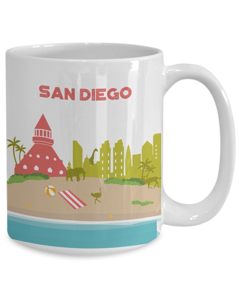 San Diego Reisebecher – Lustige Teetasse für heiße Kakao-Kaffeetasse – Neuheit Geburtstag Weihnachten Jahrestag Gag Geschenkidee