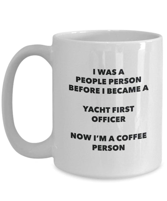 Yacht First Officer Kaffee Person Tasse – Funny Tee Kakao-Tasse – Geburtstag Weihnachten Kaffee Lover Cute Gag Geschenke Idee 15oz weiß
