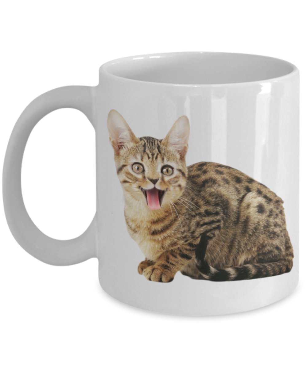 Smiling Cat Mug – Cat Lover Gift - Funny Tea Hot Cocoa Coffee Cup - Novelty Birthday Christmas Gag Gifts Idea