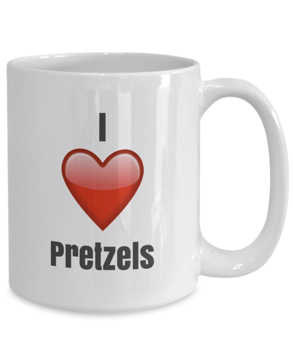 I Love Pretzels unique ceramic coffee mug Gifts Idea