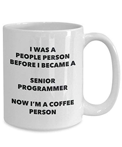 Senior Programmer Coffee Person Mug - Funny Tea Cocoa Cup - Birthday Christmas Coffee Lover Cute Gag Gifts Idea