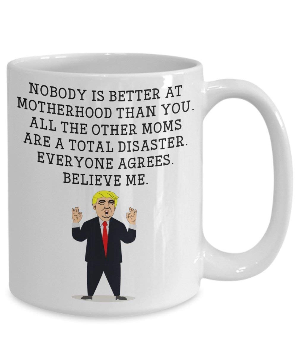 Funny Mom Trump Head Mug - Donald Trump Coffee Cup - Novelty Gift Idea Motherhood Gag Idea President