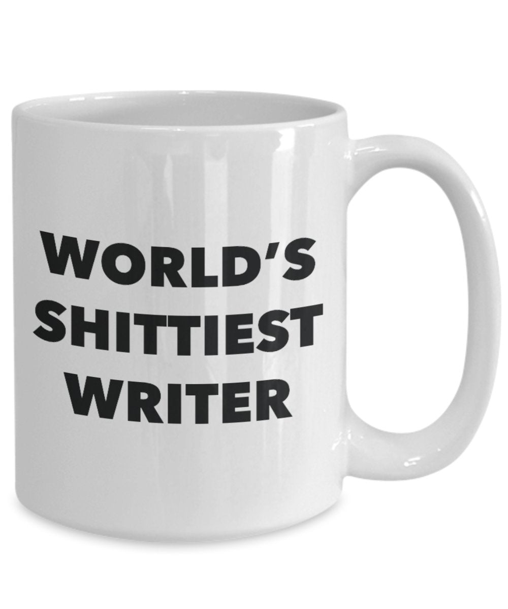 Writer Coffee Mug - World's Shittiest Writer - Gifts for Writer - Funny Novelty Birthday Present Idea - Can Add To Gift Bag Basket Box Set