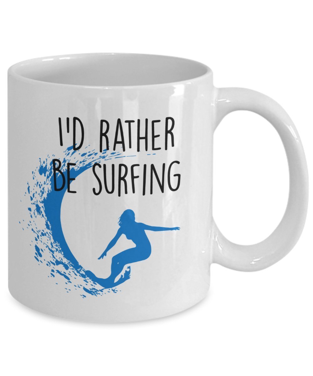 I’d Rather Be Surfing Mug - Funny Tea Hot Cocoa Coffee Cup - Novelty Birthday Christmas Anniversary Gag Gifts Idea