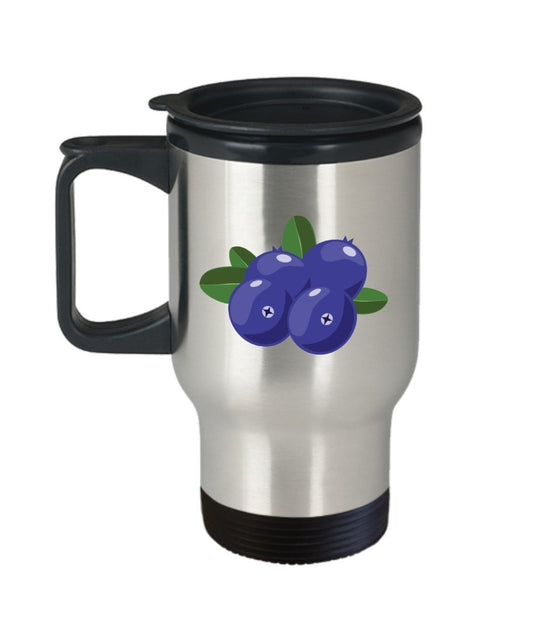 Blueberry Travel Mug - Funny Tea Hot Cocoa Insulated Tumbler - Novelty Birthday Christmas Anniversary Gag Gifts Idea