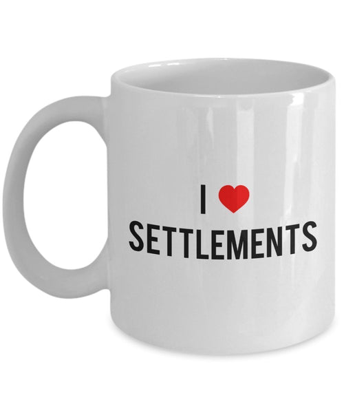 I Love Settlements Mugs - Funny Tea Hot Cocoa Coffee Cup - Novelty Birthday Gift Idea