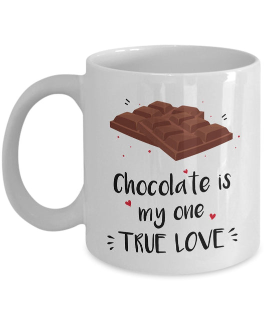 True Love Mug - Chocolate is my one True Love - Funny Tea Hot Cocoa Coffee Cup - Novelty Birthday Christmas Anniversary Gag Gifts Idea