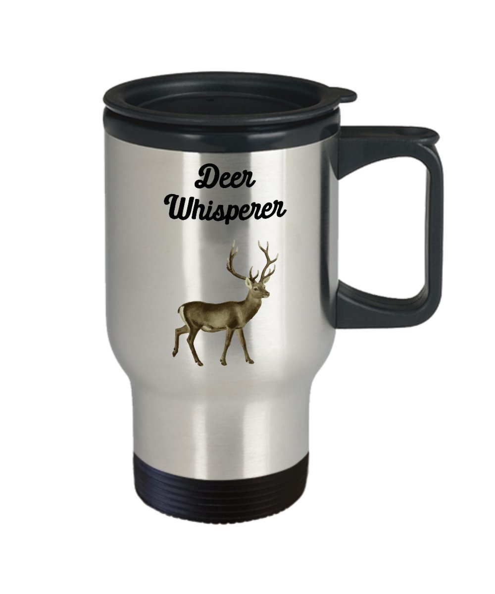 Deer Whisperer Travel Mug - Funny Tea Hot Cocoa Insulated Tumbler- Novelty Birthday Christmas Gag Gifts Idea