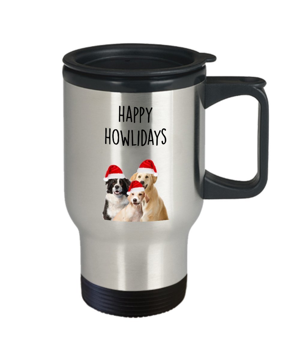 Happy Howlidays Travel Mug - Funny Tea Hot Cocoa Coffee Insulated Tumbler - Novelty Birthday Gift Idea