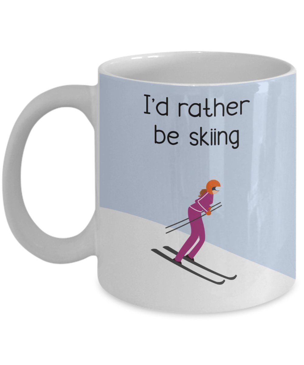 Tasse mit Aufschrift"I'd Rather Be Skiing" – Lustige Teetasse für heiße Kakao-Kaffeetasse – Neuheit Geburtstag Weihnachten Jahrestag Gag Geschenkidee