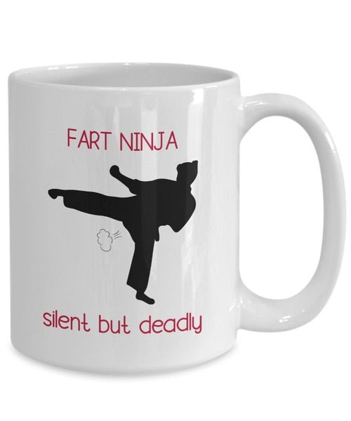 Fart Ninja Tasse mit Aufschrift"Silent But Deadly" – Lustige Teetasse für heiße Kakao-Kaffeetasse – Neuheit Geburtstag Weihnachten Jahrestag Gag Geschenkidee