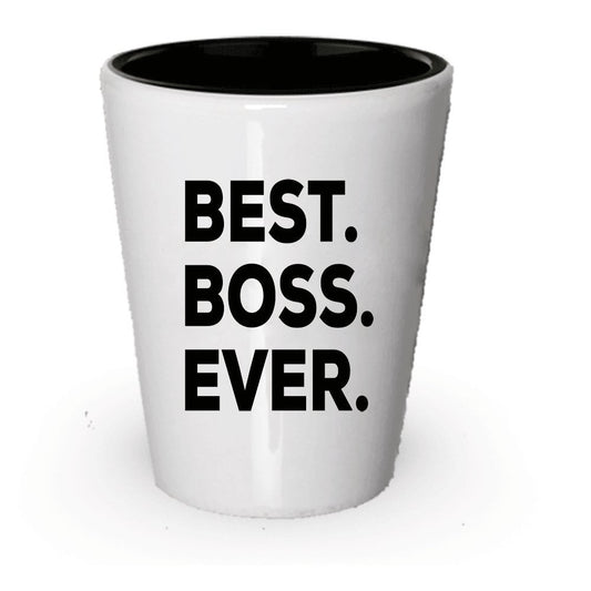 BOSS Geschenk – BEST Boss Ever Shot Glas für Frauen Herren – wertsteigerung Geschenke – Geburtstag – In Tasche Korb-Set Wir Schätzen Sie Ideen – Gag Bosses Tag Funny weiblich männlich Schreibtisch Förderung Goodbye