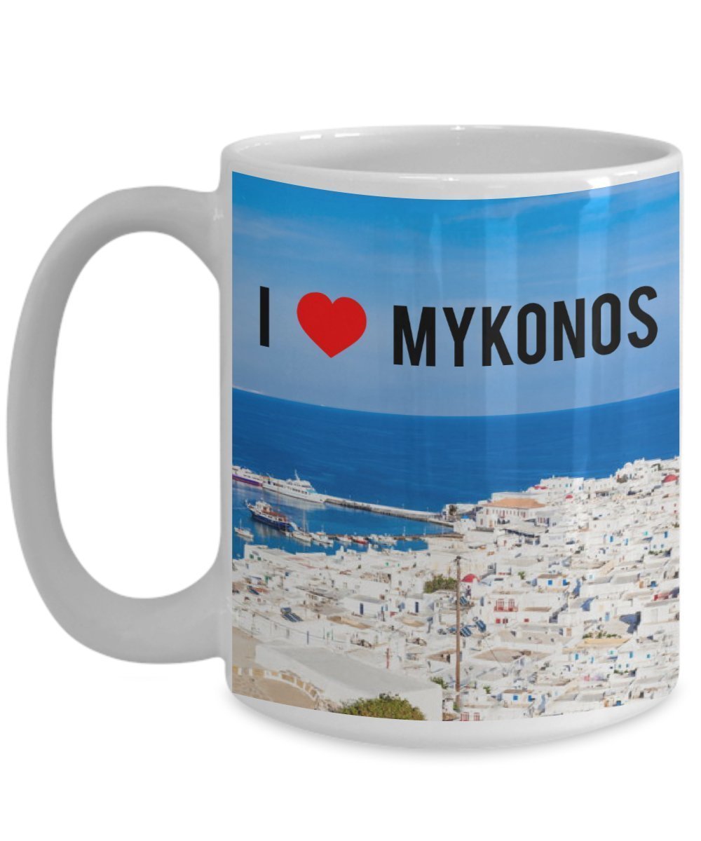 Mykonos City Mug - I love Mykonos - Funny Tea Hot Cocoa Coffee Cup - Novelty Birthday Christmas Gag Gifts Idea