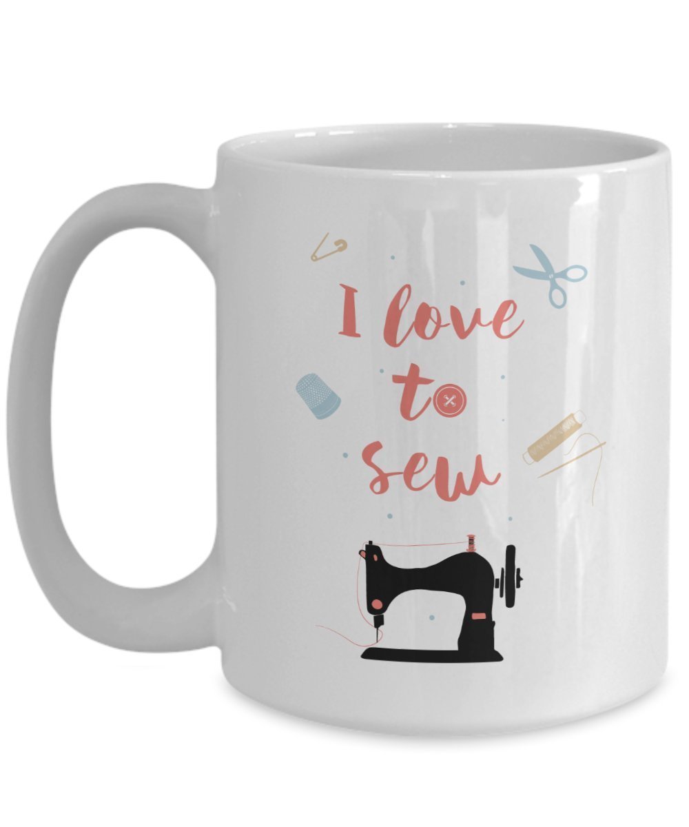 Love To Sew Mug Rugs - Funny Tea Hot Cocoa Coffee Cup - Novelty Birthday Christmas Anniversary Gag Gifts Idea