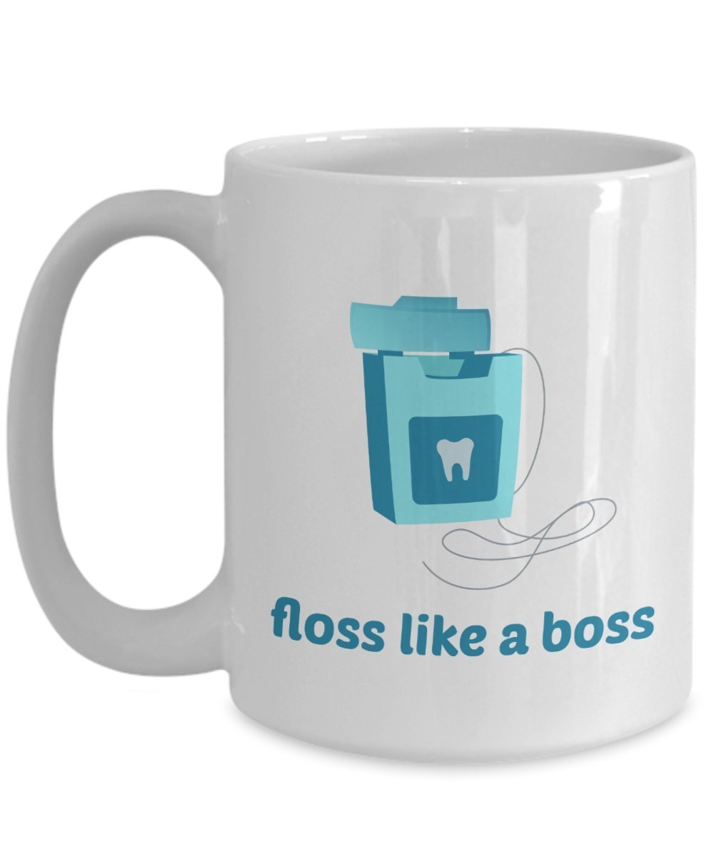 Floss Like A Boss Mug - Funny Tea Hot Cocoa Coffee Cup - Novelty Birthday Christmas Gag Gifts Idea