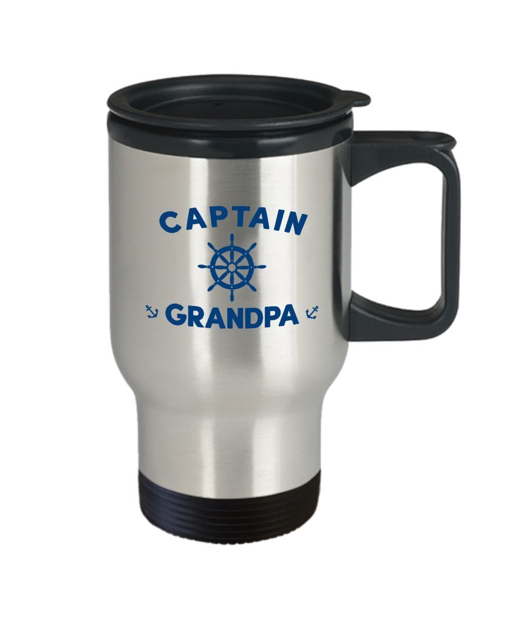 Captain Grandpa Travel Mug - Funny Insulated Tumbler - Novelty Birthday Christmas Anniversary Gag Gifts Idea