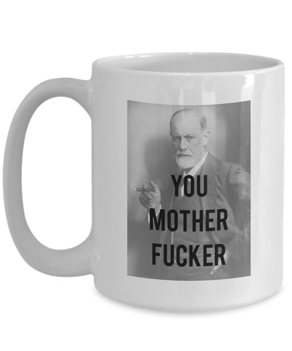 Sigmund Freud Pun Mug - Funny Tea Hot Cocoa Coffee Cup - Novelty Birthday Gift Idea