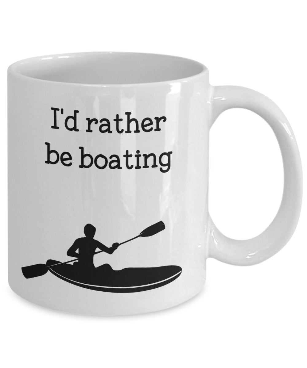 I'd Rather Be Boating Mug - Funny Tea Hot Cocoa Coffee Cup - Novelty Birthday Christmas Anniversary Gag Gifts Idea