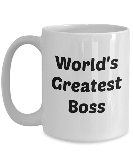 Worlds Greatest Boss Mug - Worlds Best Boss Mug - Funny Tea Hot Cocoa Coffee Cup - Novelty Birthday Gift Idea