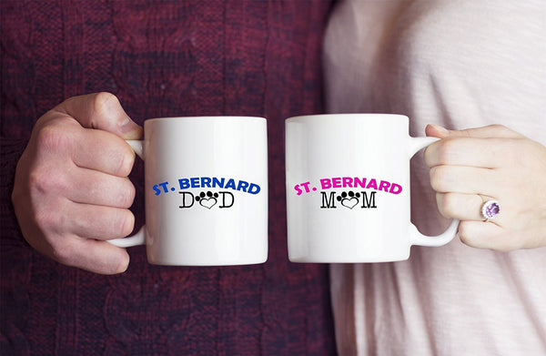 Funny St. Bernard Couple Mug – St. Bernard Dad – St. Bernard Mom – St. Bernard Lover Gifts - Unique Ceramic Gifts Idea (Dad)