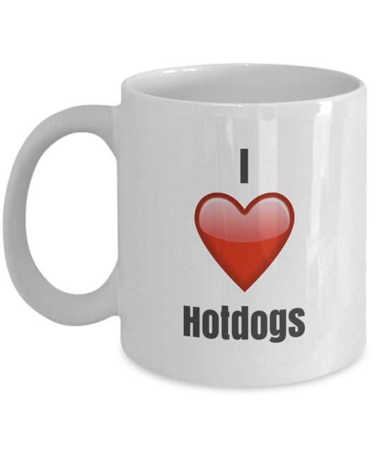 Kaffeetasse mit Aufschrift"I Love Hotdogs", Keramik, Geschenkidee